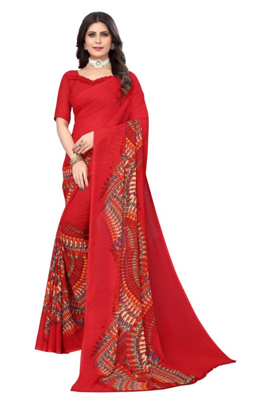 Fancy Georgette Printed Saree With blouse